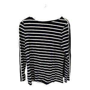 Tommy Hilfiger Navy and White Striped Long Sleeve Top